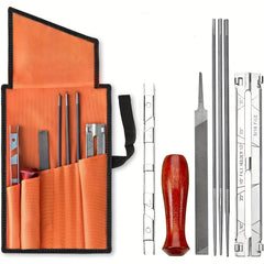 Chainsaw Sharpener File Kit 10pcs Set 5/32, 3/16, 17/32 Wood Handle