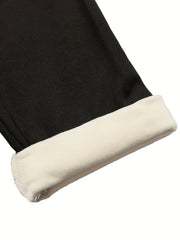 Basic Leggings Women's Plus Solid Fleece Elastic Leggings