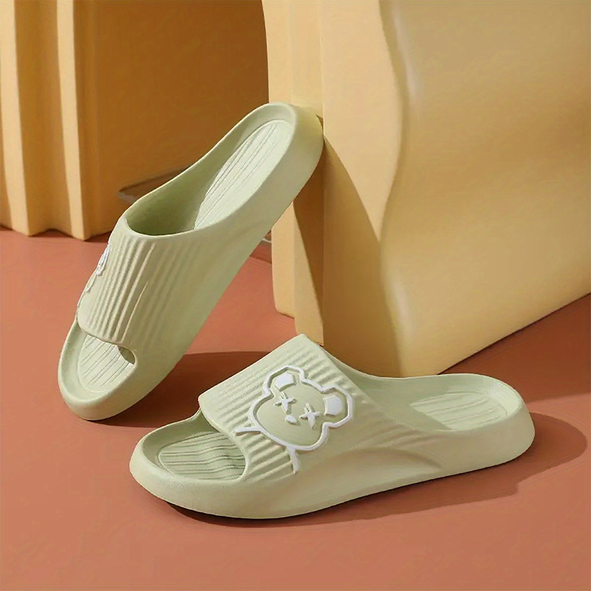Women's Bear Pillow Slides Open Toe Non Slip Shoes