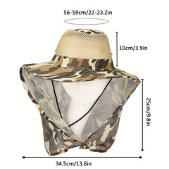 Mesh Camouflage Net Hat Sun Protection Big Brim Fishing Beach Hiking Outdoor Hat