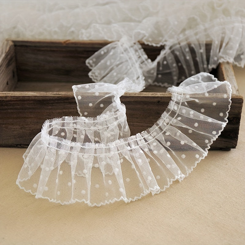 5pcs Lace Mesh Pleated Lace Polka Dot Clothing Cuffs Skirt Accessories