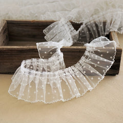 5pcs Lace Mesh Pleated Lace Polka Dot Clothing Cuffs Skirt Accessories