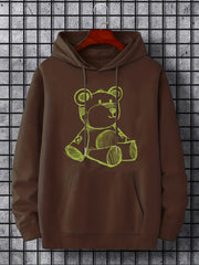 Bear Doodle Print Hoodie Men's Graphic Pullover