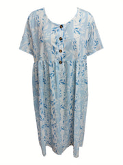 Colorblock Floral Button Up Midi Dress