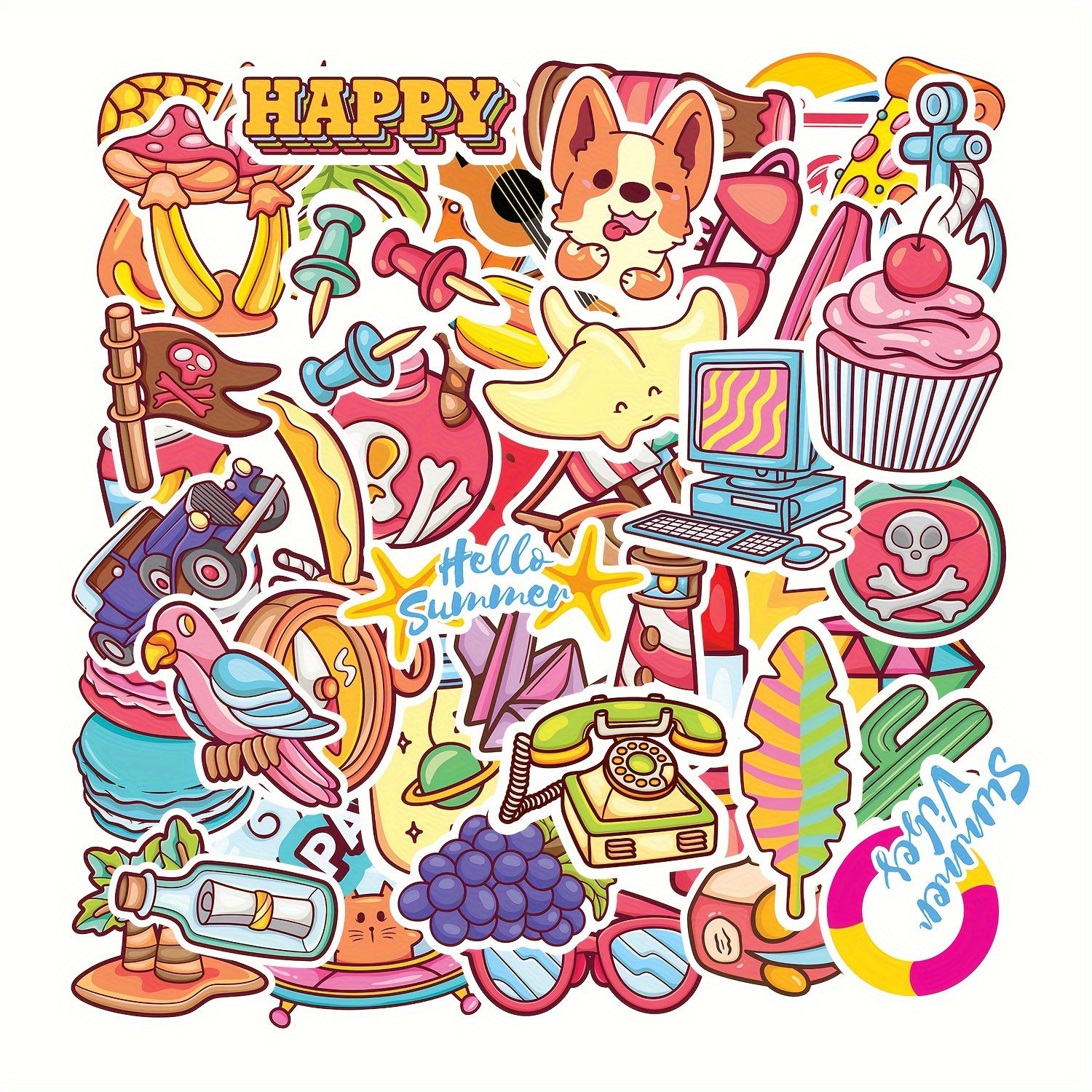 50pcs Waterproof Vinyl Stickers Water Bottles Laptop Skateboard