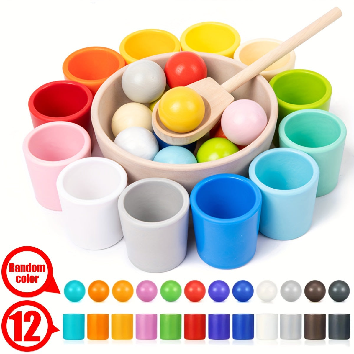 Rainbow Ball Matching Toy Set for Fine Motor Skills