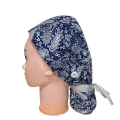 Adjustable Work Hat Paisley Print Nurse Hat With Button Elastic Scrub Cap