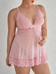 Sexy Eyelash Lace Mesh Slips With Panty