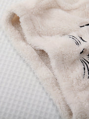 Cat Print Plush Pajama Set Tank Top & Shorts Women's Sleepwear