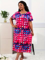 Tie Dye Gingham Print Nightdress