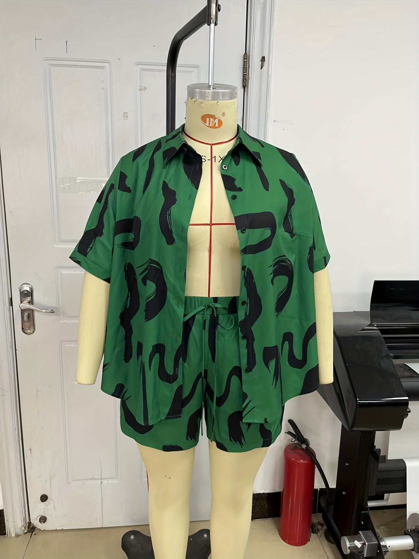 Word Print Button Top & Shorts Set