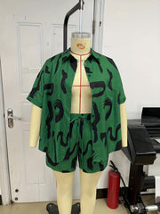 Word Print Button Top & Shorts Set