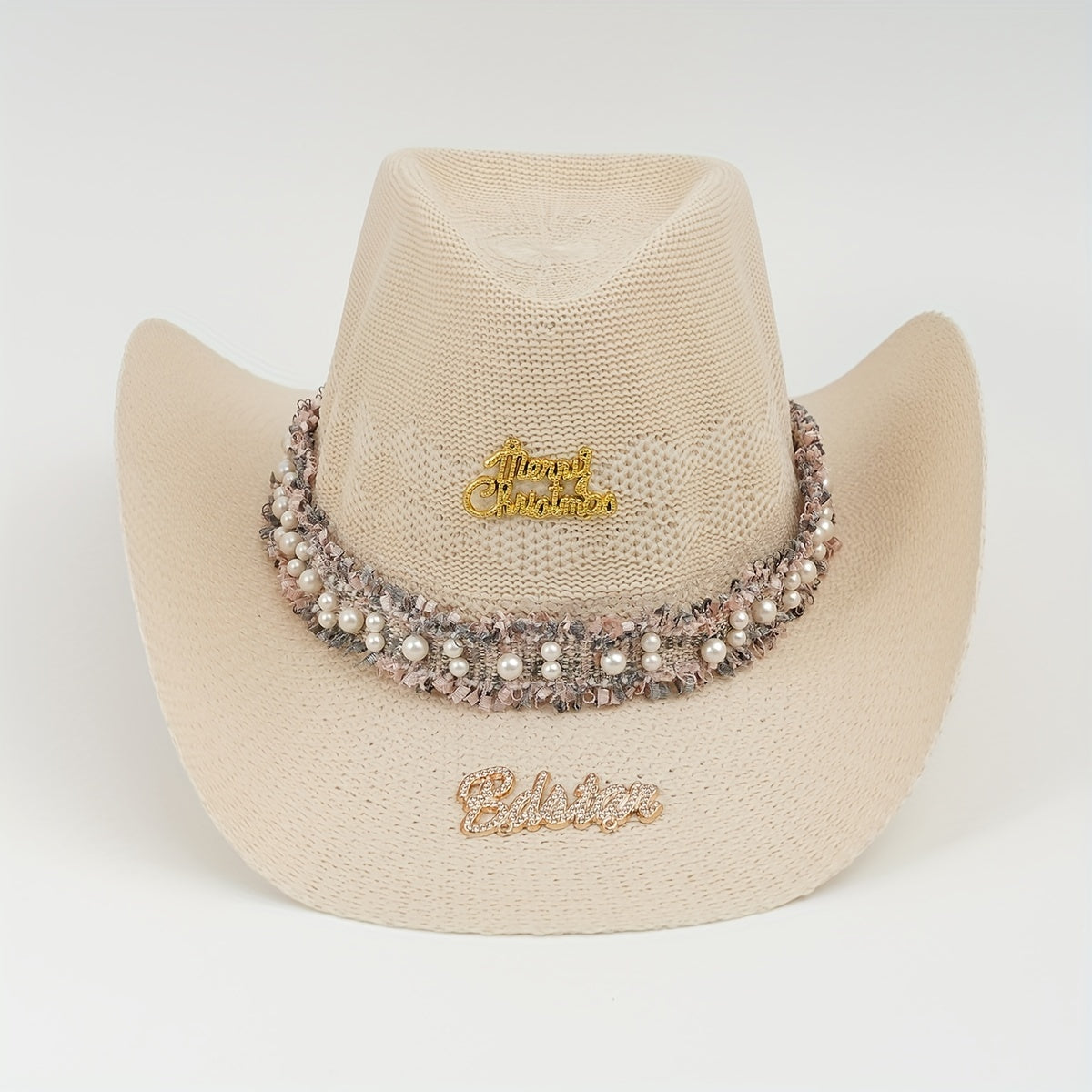 Vintage Faux Pearl Fedora Cap Cowgirl Hat