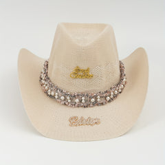 Vintage Faux Pearl Fedora Cap Cowgirl Hat