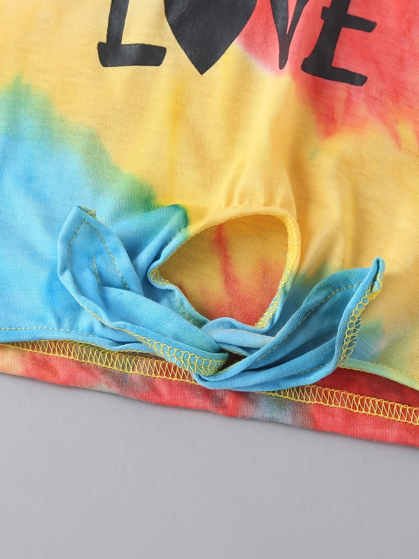 Toddler Tie Dye Outfit 2pcs Hoodie & Pants Set LOVE Print