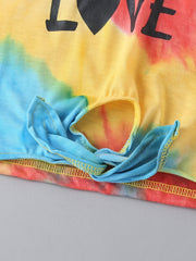 Toddler Tie Dye Outfit 2pcs Hoodie & Pants Set LOVE Print