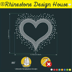 Iron On Heart Rhinestone Applique Transfer DIY Heart T Shirt Face Transfer Decal