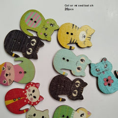 Cat Shape Wooden Sewing Button 2 hole Scrapbooking Embellishments
