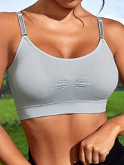 Women's Solid Round Neck Sports Bra