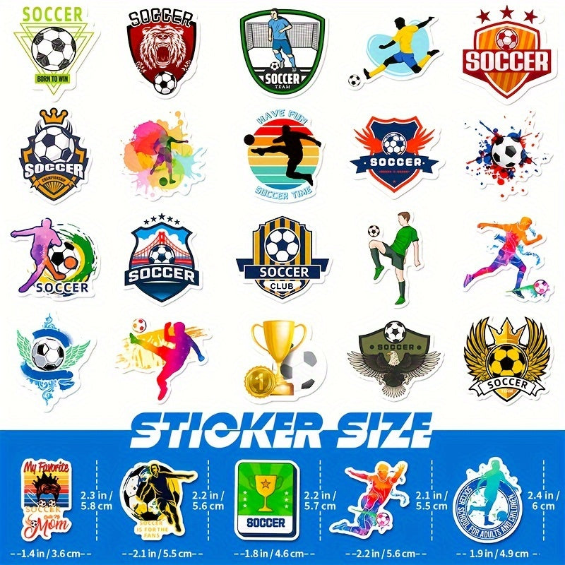 50pcs Football Stickers PVC Trophy Football Stickers For Luggage Computer
