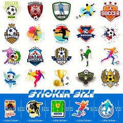 50pcs Football Stickers PVC Trophy Football Stickers For Luggage Computer