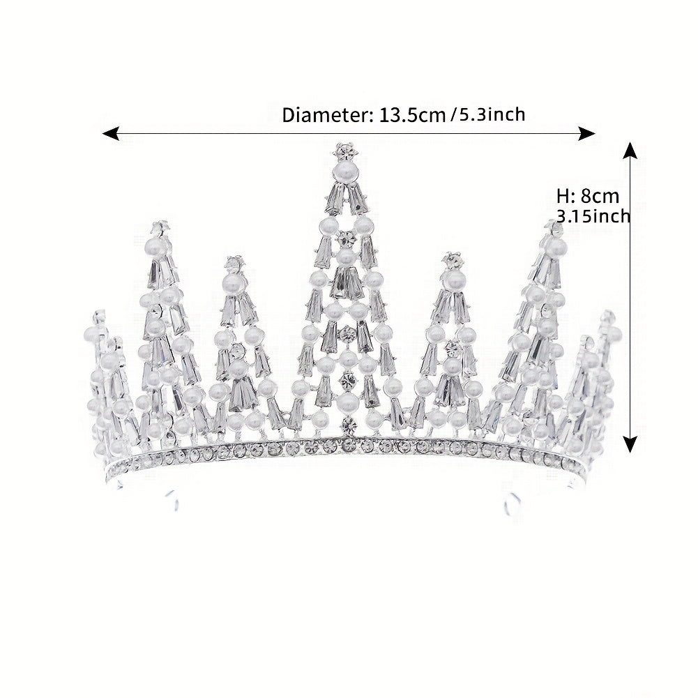Baroque Faux Pearl Crown Birthday Crystal Crown Wedding Tiara