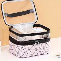 Waterproof Double Layer Cosmetic Bag Makeup Storage Organizer