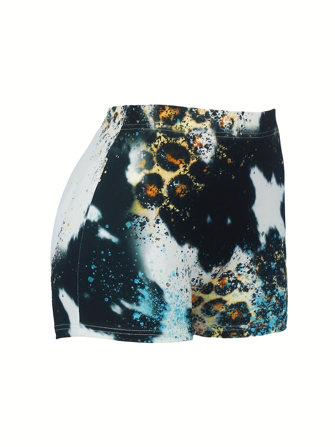 Letter & Cross Print Skinny Shorts for Women