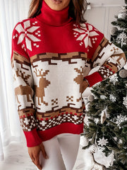 Christmas Casual Sweater Women's Plus Colorblock Graphic Print