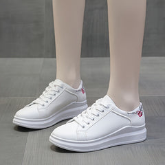 Floral Embroidered Slip-Resistant Skate Shoes Low Flat Sports Sneakers
