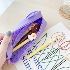 Rainbow Colorful Stationery Box Pencil Pen Case Coin Purse Soft Surface Bag Sili