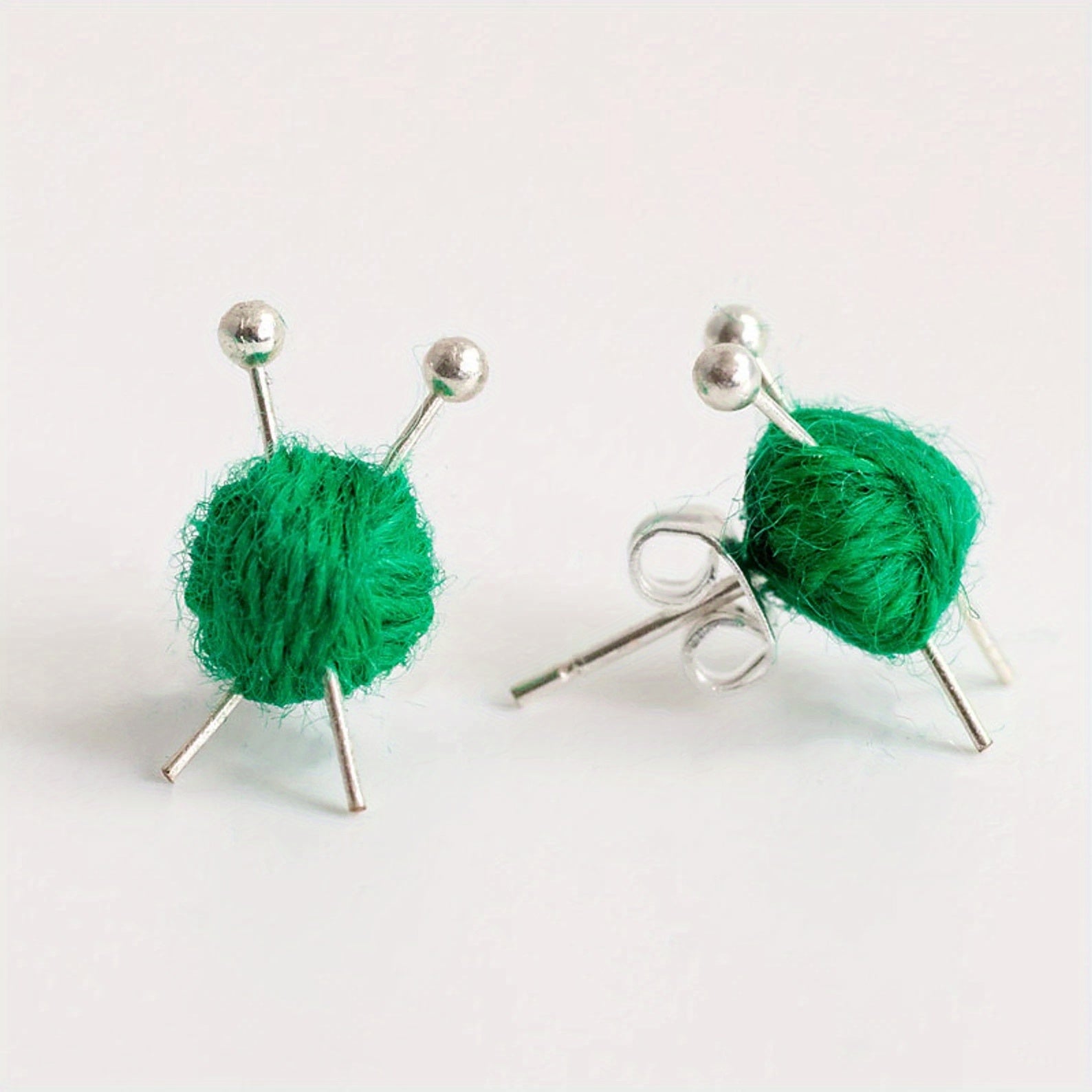 Yarn Ball & Needle Mini Stud Earrings - Holiday Gift