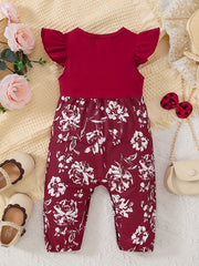 Baby Girls Floral Print Bowknot Romper Jumpsuit