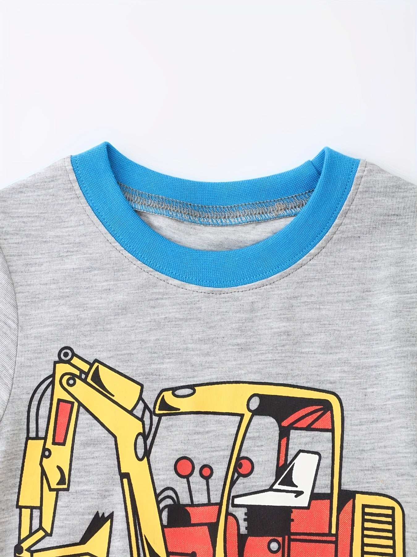 Excavator Cartoon Print Toddler Boys 2PC Pajamas Set