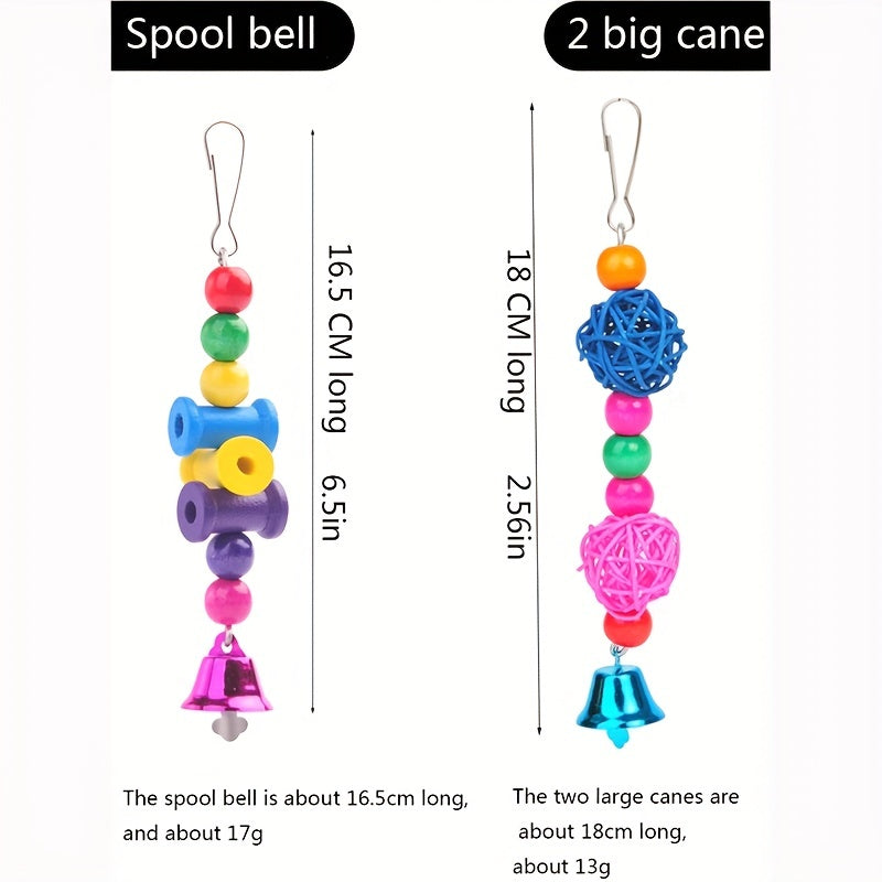 10pcs Colorful Hanging Parrot Toys for Cage - Entertainment and Exercise for Bir