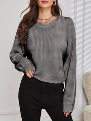 Casual Crew Neck Long Sleeve Sweater Women's Clothing