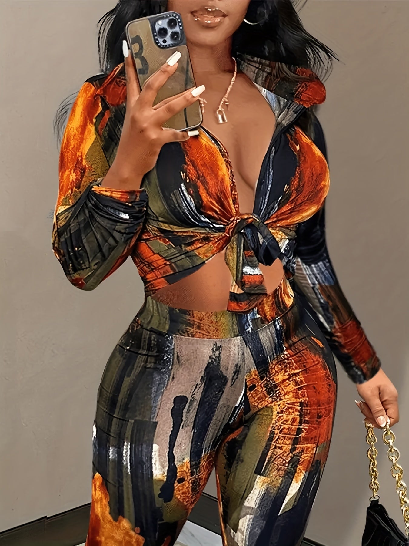 Tie Dye Long Sleeve Crop Top & Leggings Set