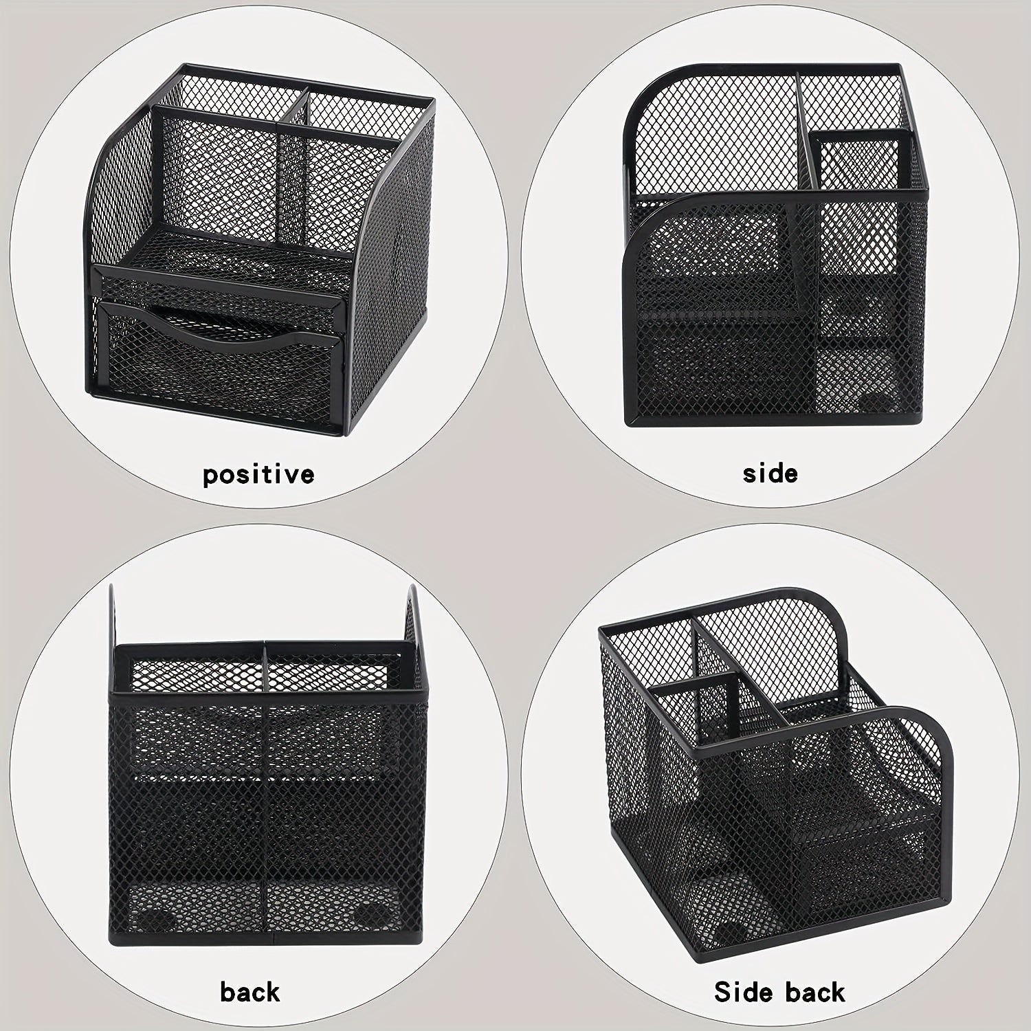 Metal Pen Holder Sticky Note Storage Box Desktop Drawer Type