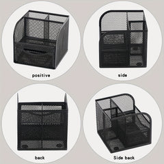 Metal Pen Holder Sticky Note Storage Box Desktop Drawer Type