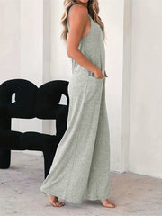 Casual Cami Jumpsuit Women's Plus Heathered Wide Leg Jumpsu