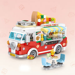 Amusement Park Fruit Car Dessert Car Pizza Car Coffee Car Mini Building Blocks