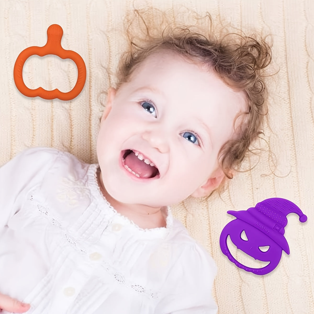 2pcs Halloween Teething Toys My First Halloween Teether For Baby Toddlers