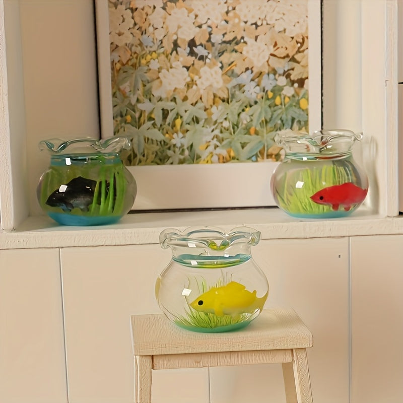 Dollhouse Glass Aquarium Model Goldfish Tank - Small Spaces & Holidays Decor