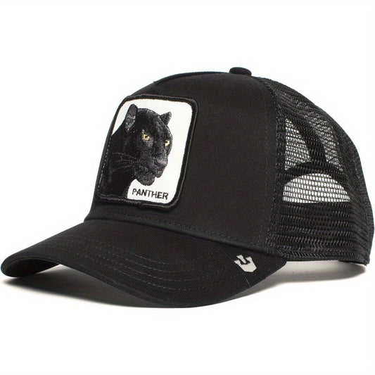 Lion Embroidery Patch Trucker Hat Lightweight Breathable Hip Hop Sun Cap