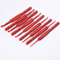 1pc Aluminum Crochet Hook Weaving Sweater Soft Rubber Red 2mm 6mm