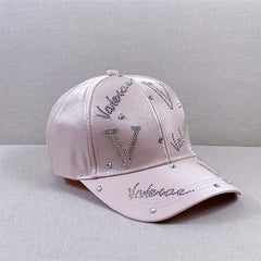 Pink Glitter Sun Rhinestone Letter Baseball Cap Lightweight Sunshade