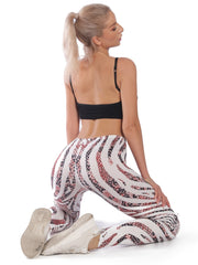 Striped Snake Print High Waist Skinny Leggings High Stretch