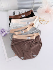 4pcs Letter Print Briefs Comfy Stretchy Intimates Panties Women's Lingerie