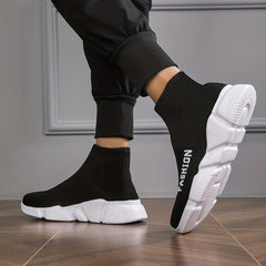 Women's Letter Pattern Knit High Top Platform Sneakers