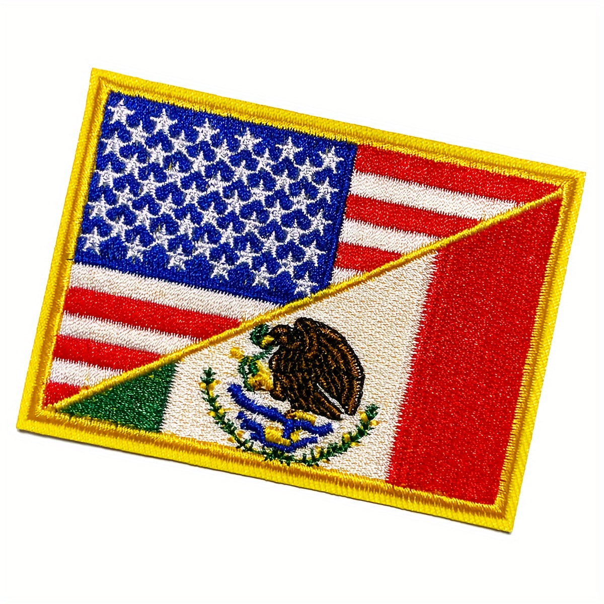 USA & Mexico Flag Patch Embroidered Applique Iron On Sew On Emblem